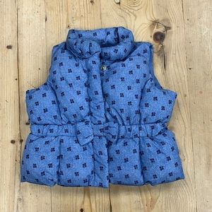 baby GAP Puffer Vest Size 0-6 months Girl Blue with flowers, like new